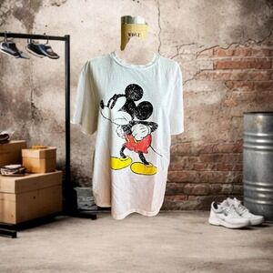 Primark Disney Mickey Mouse   White Cotton T-shirt Size L
